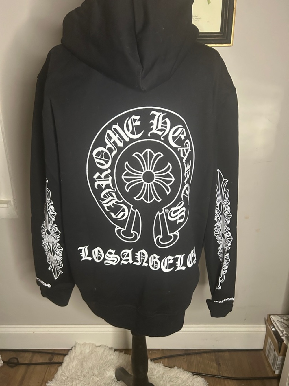 Chrome Hearts Black Hoodie Los Angeles & shield sunglasses